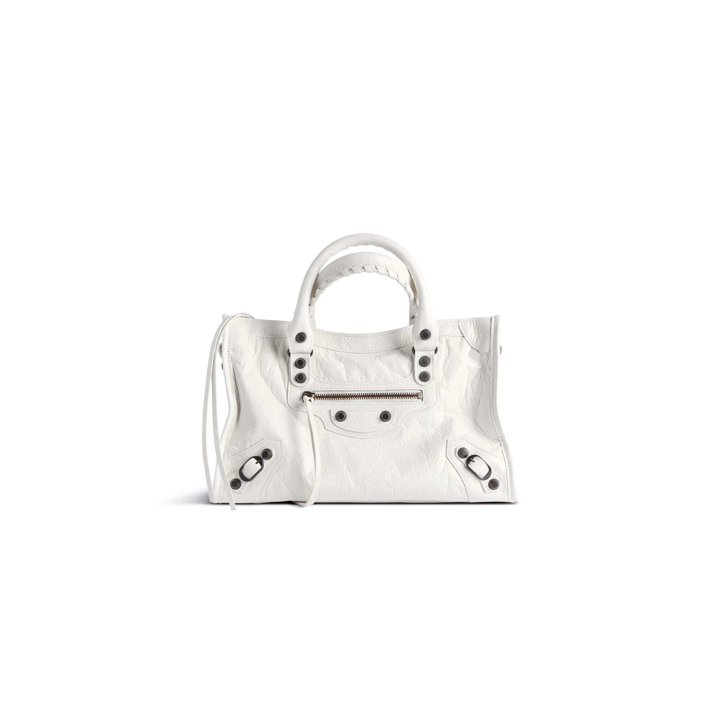 BALENCIAGA WOMEN'S LE CITY BAG SMALL IN WHITE 8114422ABEK9104 (29.9*19.1*9.9cm) BALENCIAGA WOMEN'S LE CITY BAG SMALL IN WHITE 8114422ABEK9104 (29.9*19.1*9.9cm)